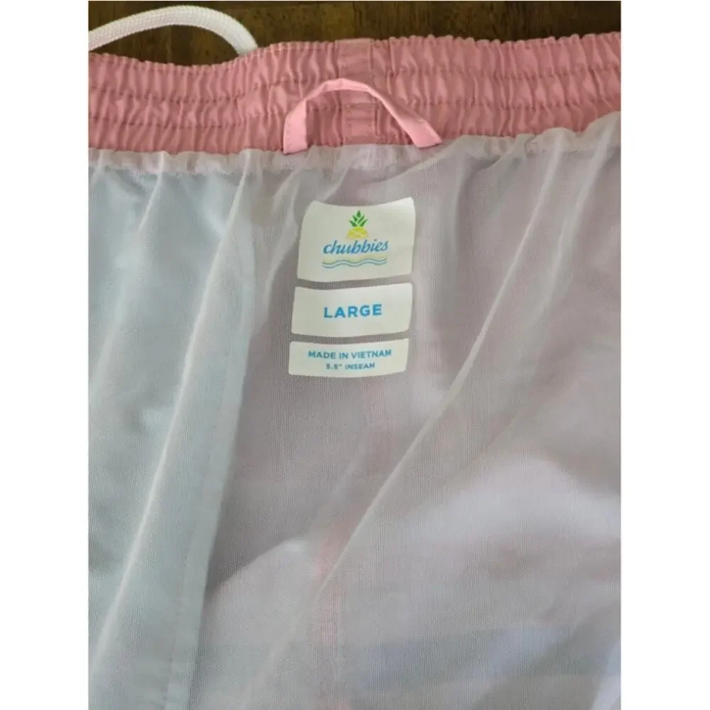 Chubbies Shorts Mens Pink Blue Lined Classic Swim Trunk Pool Beach 5.5